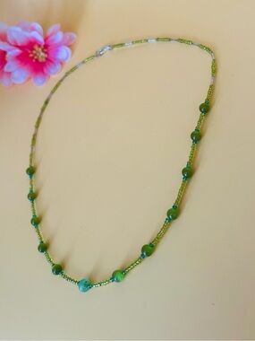 Handcrafted Green Beaded Necklace - Elegant Women’s Jewelry